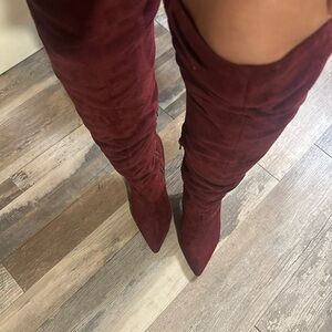 Charles By Charles David Maroon Over-the-Knee Boots